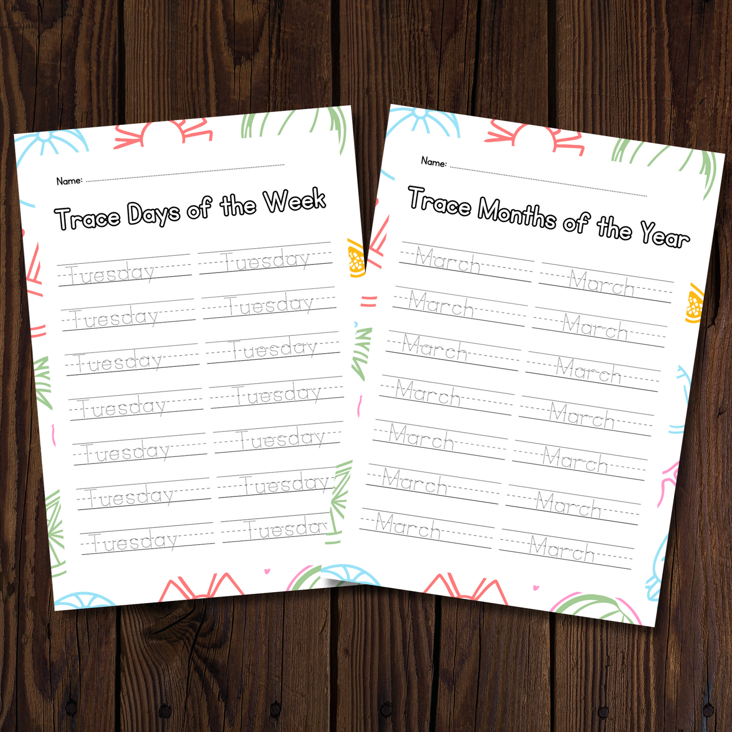 Editable Name Tracing & Days/Months